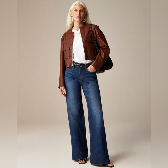 J Crew women’s 1996 Low-rise denim trouser jean blue wash wide leg Size 35 NWT